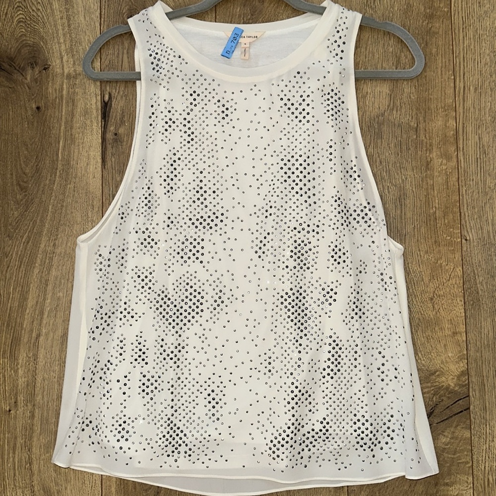 Rebecca Taylor Crème Beaded Silk Top. Excellent Condition